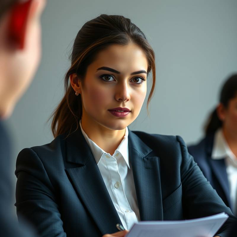 Een professionele kandidaat die zich voorbereidt op een sollicitatiegesprek, notities makend en zelfverzekerd kijkend.